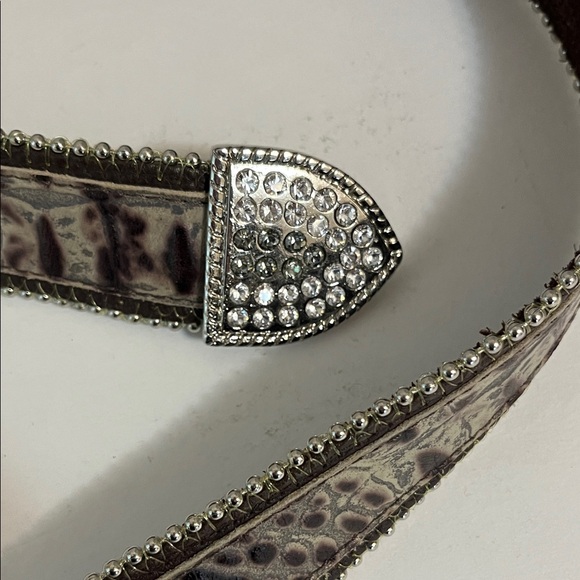 Leatherock Belt Buckle Textured Brown with Silver Rhinestone Embellishments main image 2